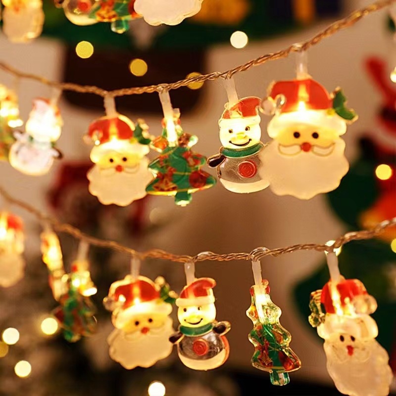 Backpack elderly LED Christmas lights flashing lights strings of Christmas Day cartoon characters snowman scene atmosphere decorative lights