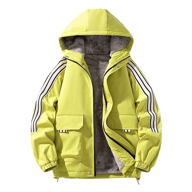 2024 autumn and winter new designer plus size men's multifunctional fleece hooded jacket, warm and thick sportswear