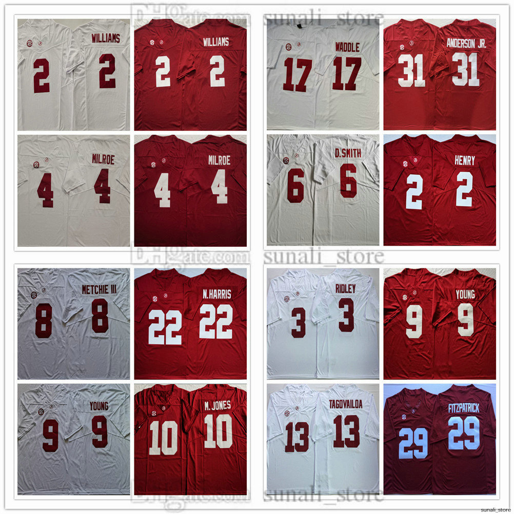 Alabama Crimson Tide Football Jerseys 2 Ryan Williams 4 Jalen Milroe Will 31 Anderson Jr. Jalen 2 Hurts Tua 13 Tagovailoa 17 Jaylen Waddle 22 Najee Harris Men Women Youth