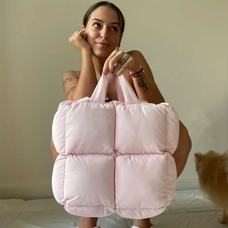 Spacious Quilted Puffer Shoulder Bag - Chic Women's Fashion Handbag