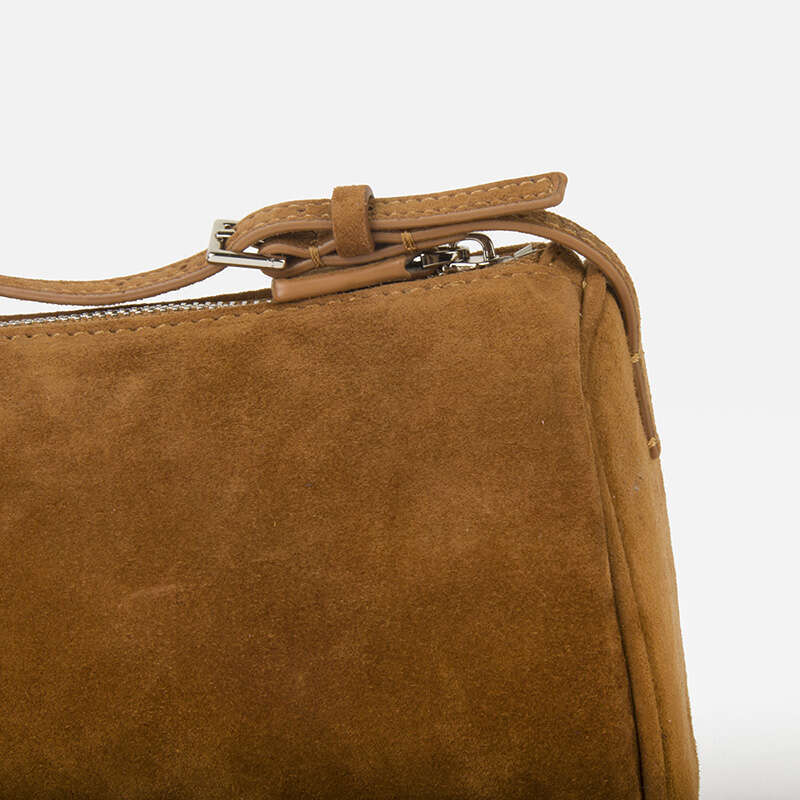 First Donna-in Layer Cowhide Mini Suede HandBag Real Leather Square Pen Container Bag for Women