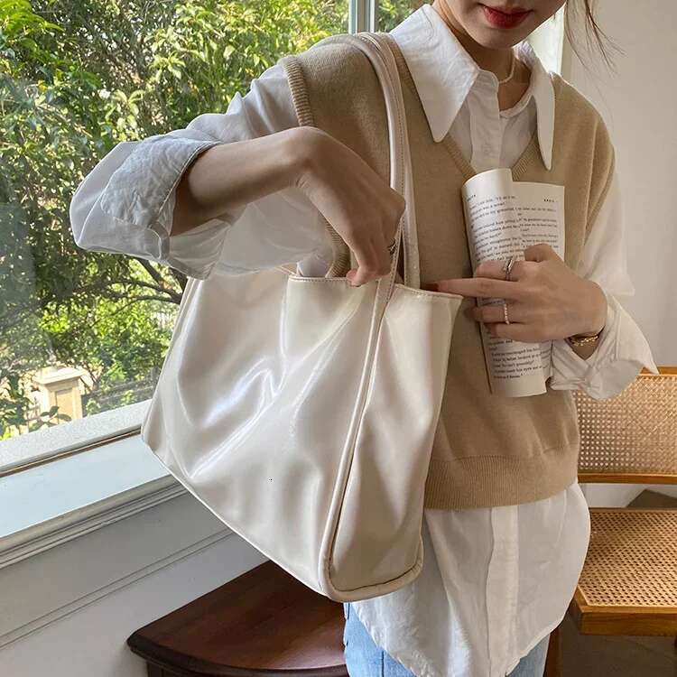 Portable Fashion Bucket Women Tote Large Capacity Soft Pu Leather Shoulder Bag Retro Solid Color Underarm Pouch For Student