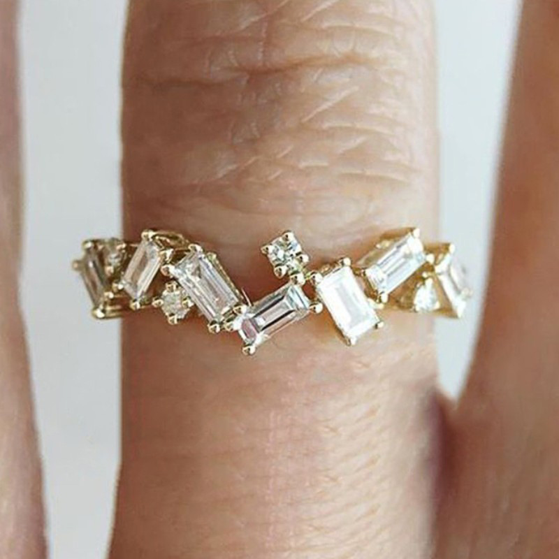 Sterg Sier Princess Cut CZ Dia Irregular Party Ring