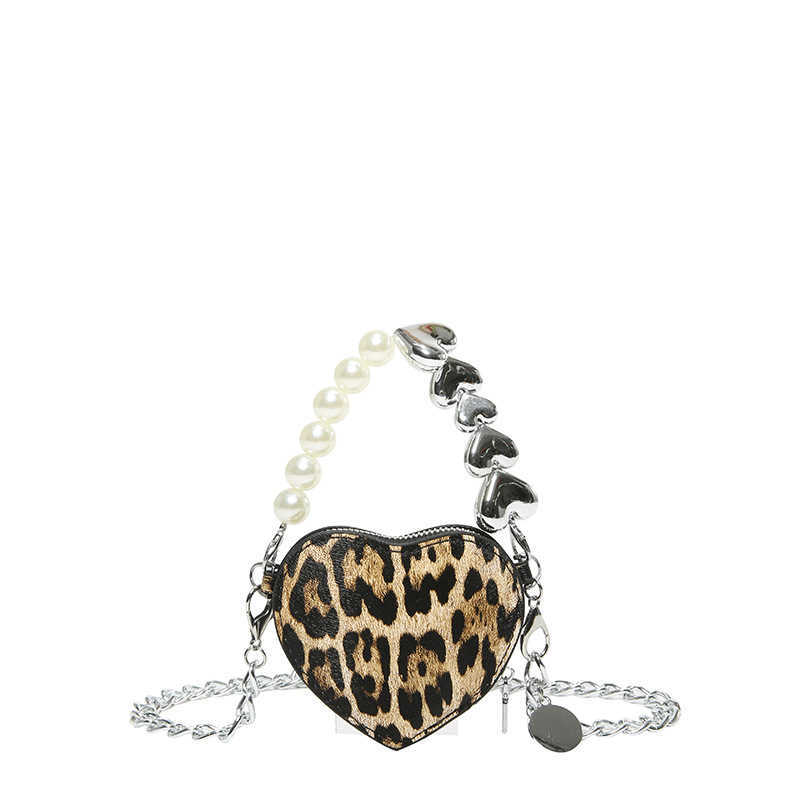 CMM Personalized Leopard Pattern Small Bag New Womens Fashion Shoulder Bag Small Fragrant Pearl Handheld Mini Love Bag
