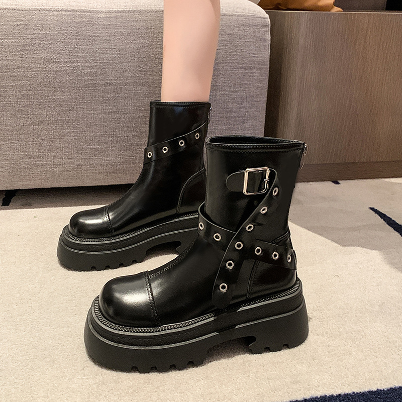 Women's Fashion Boots:Thick Sole Increase Height Short Martin Boots Winter New Style Design Sense,Black/Beige/Brown,Free shipping