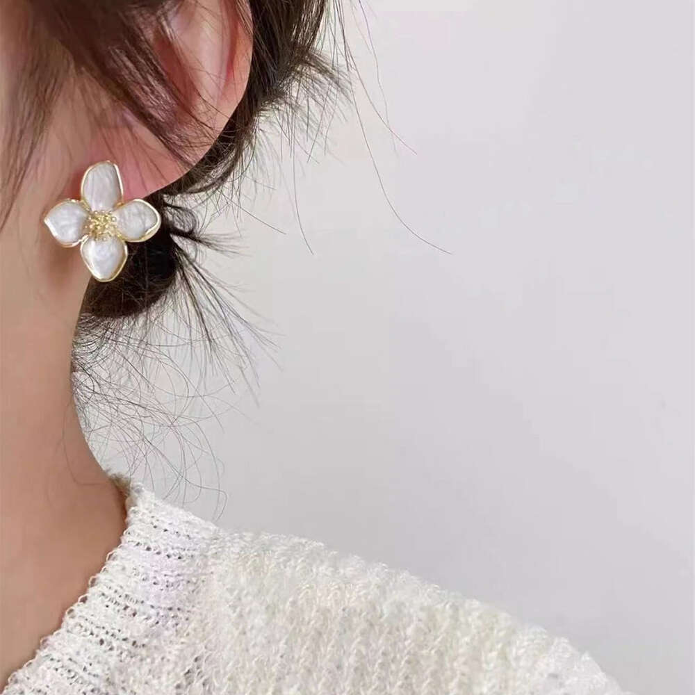 Hibiscus Dropped Glaze wer Stud Earrings for Women Girl French Ins Vintage 2024 Fashion Korean Wedding Romantic Jewelry Gifts
