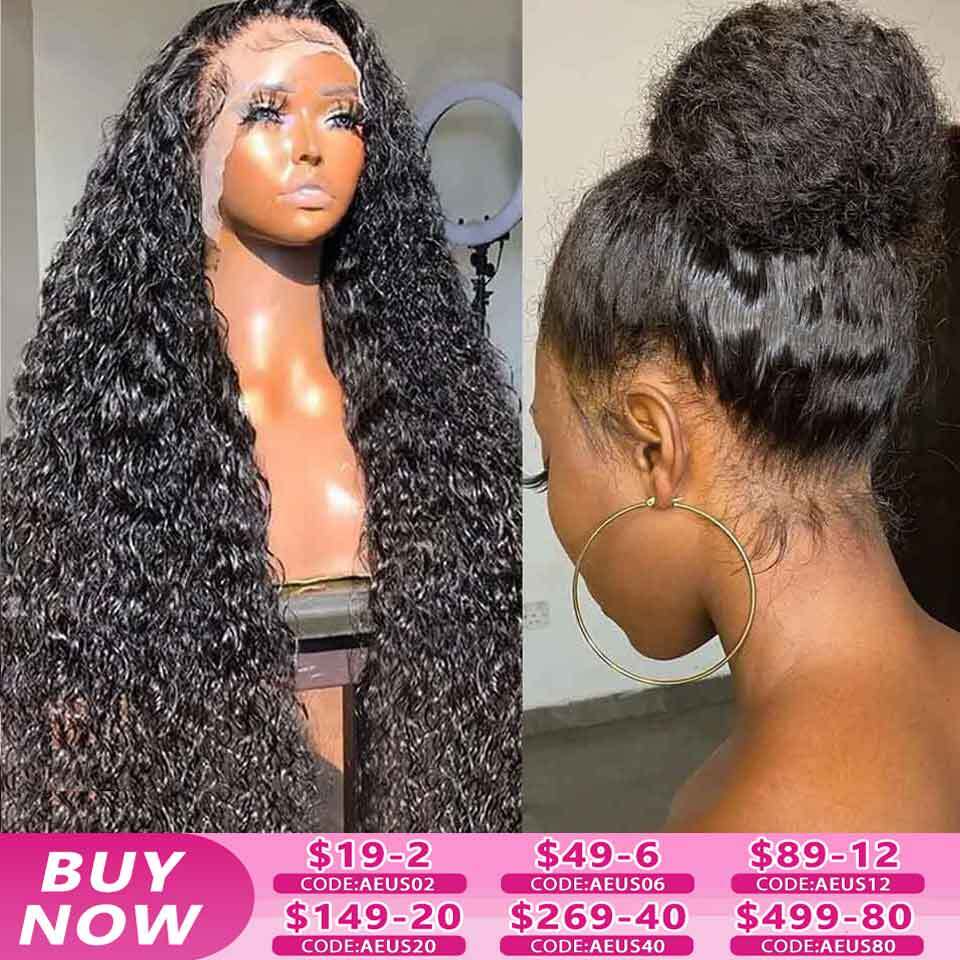 360 Full Wig Curly Human Hair 36 40 Inch 13x6 13x4 HD Lace Frontal Wigs For Women Transparent Water Wave Pre Plucked