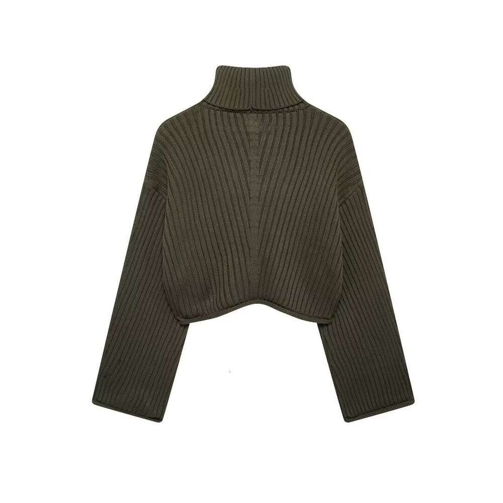 TRAFZA Women Fashion Knitted Turtleneck Loose Solid High-Collar Sweater New 2024 Autumn Winter Casual Stylish Pullover