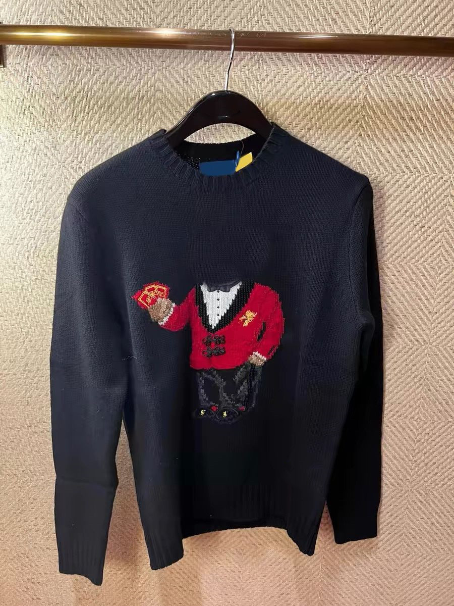Men's casual high-end burst pullover round neck knit hoodie autumn and winter design sense of the new fashion brand loose matching outside wear