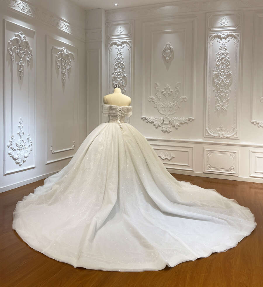 Good Price Off The Shoulder Sparkg Ball Gown Bridal Wedding Dress