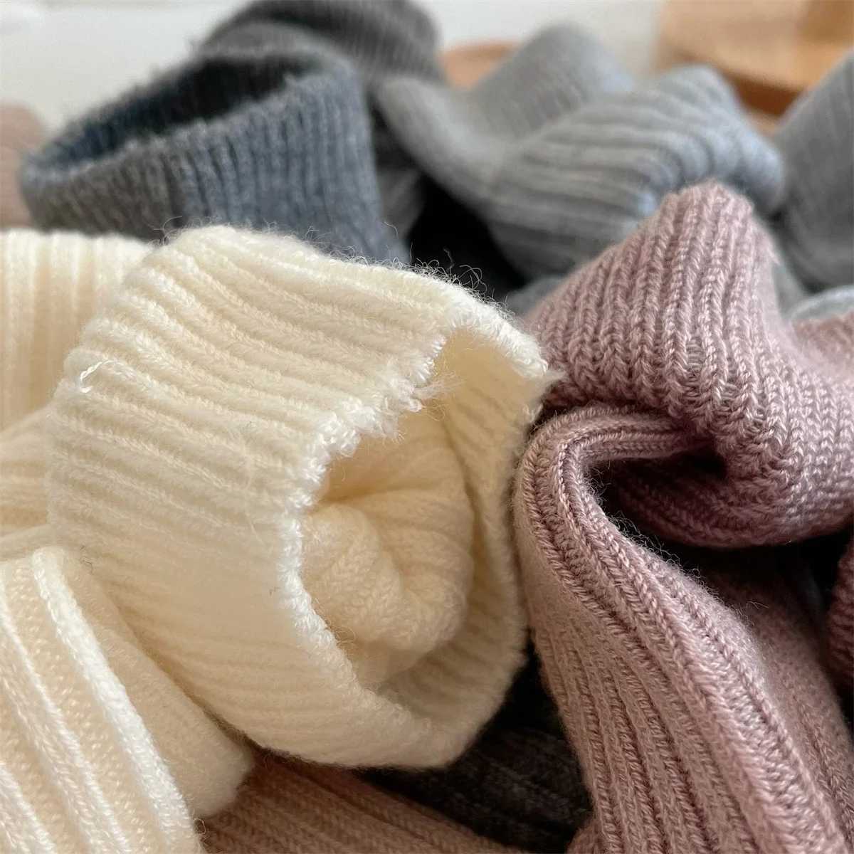Womens Soft Wool Long Autumn Winter Cashmere Solid Knitted Long Socks Tight Casual Kn High Fluffy Warm Thick Girl W241028