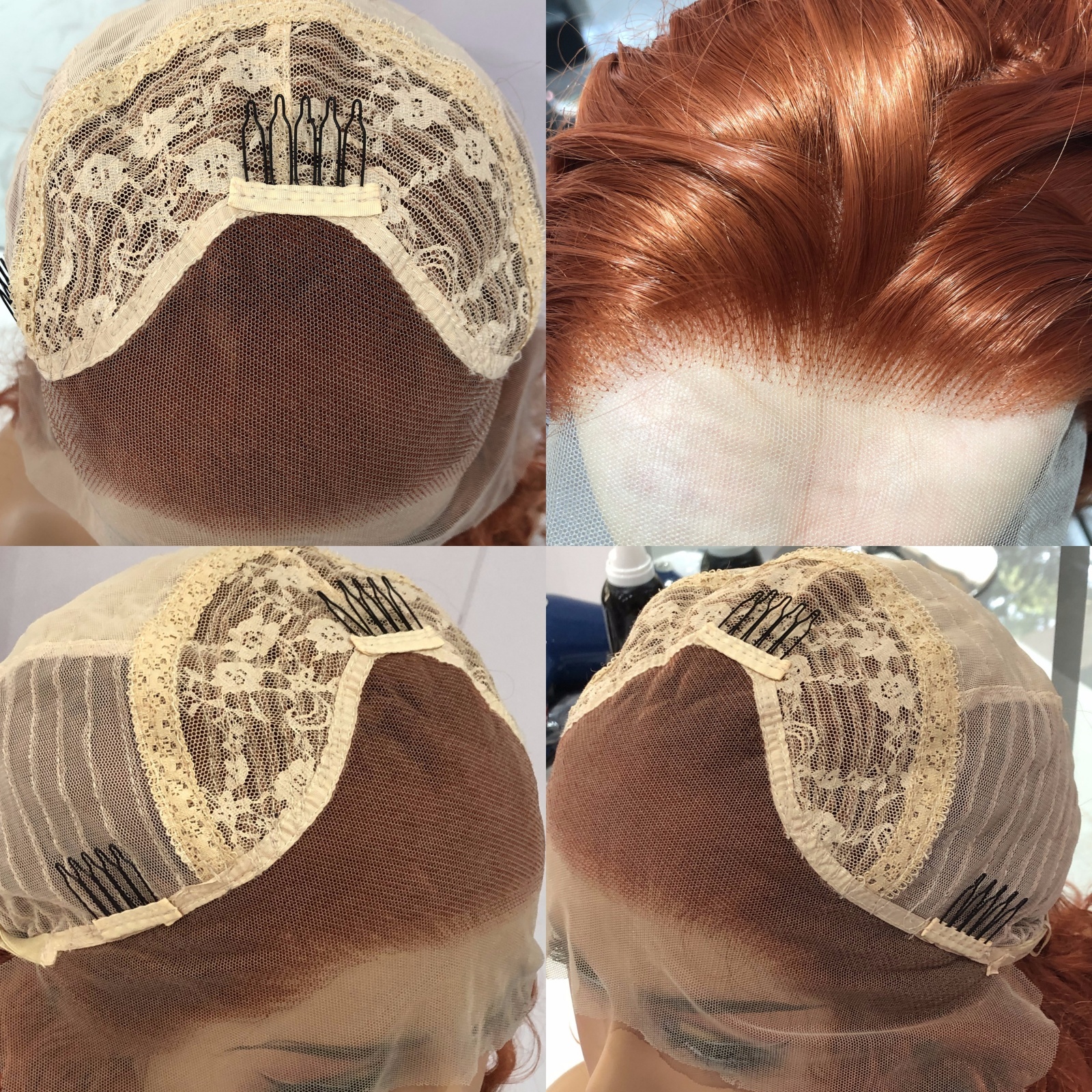 Ginger Deep Synthetic Front Wig Glueless Colored Hair Long Reddish Brown Curly Lace Frontal Wigs for Women Party