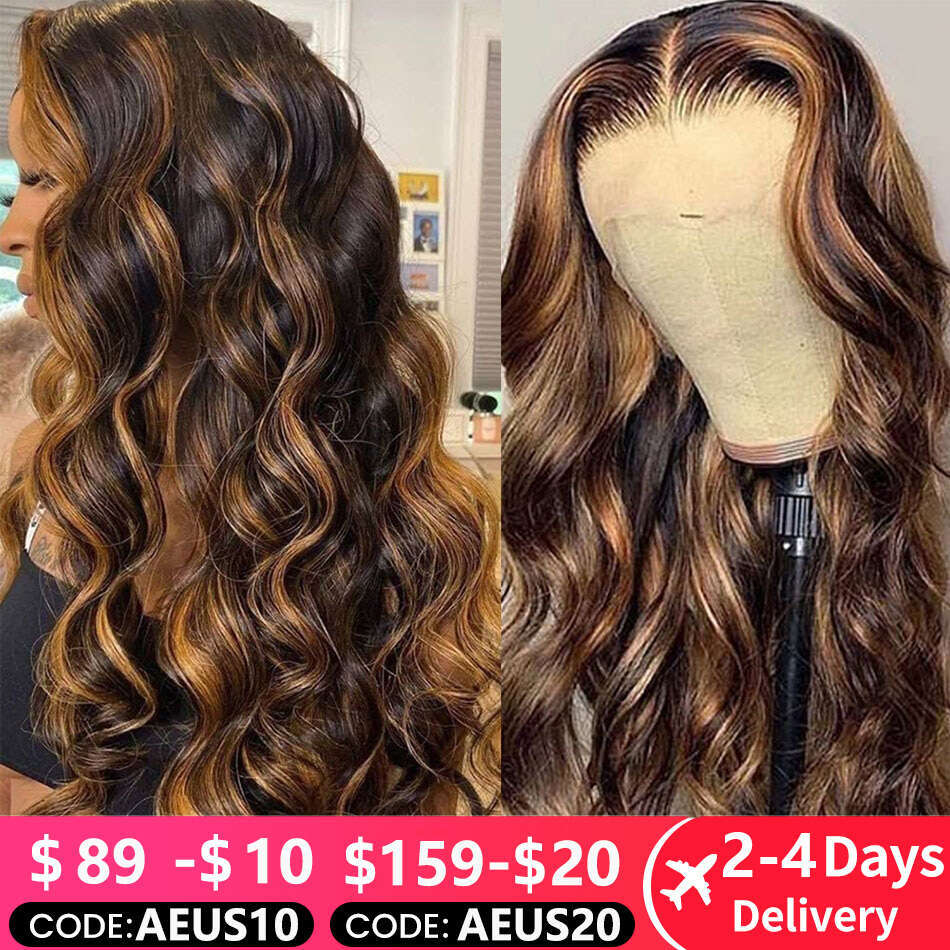 Highlight Wig Human Hair x Lace Frontal Wigs For Women Inch Honey Blonde Colored Body Wave Front
