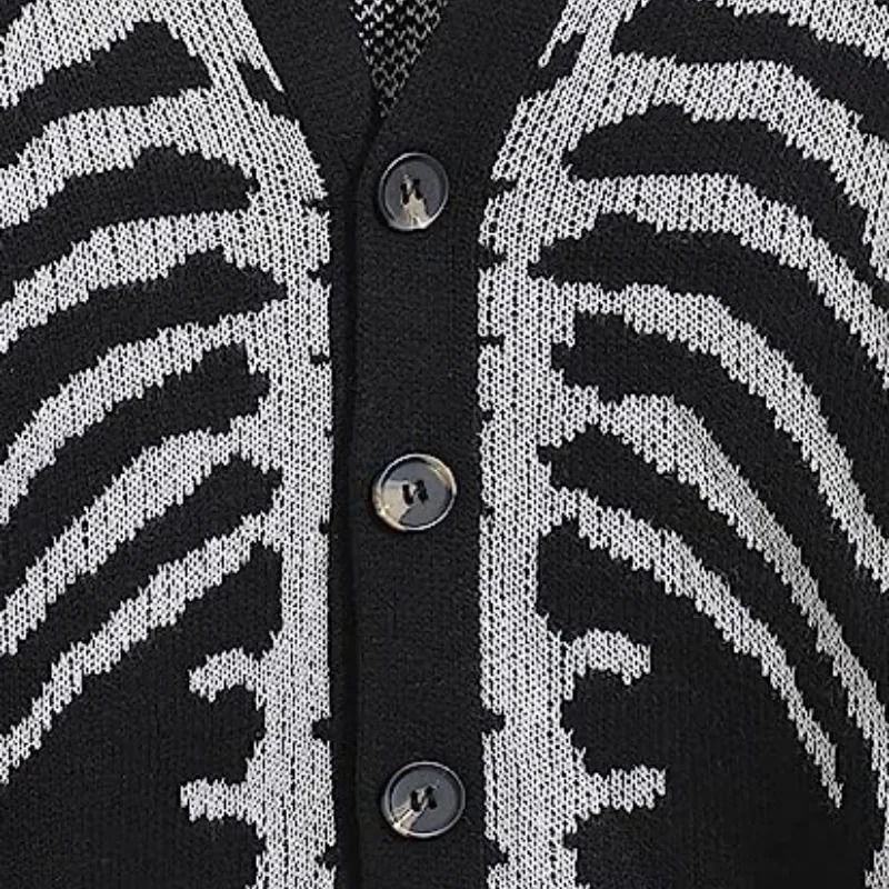 Unisex Knitted Jacquard Pattern Sweaters Spring Autumn Casual Loose Cardigan for Men Women Plus Size Halloween Y2K Cardigans 241024