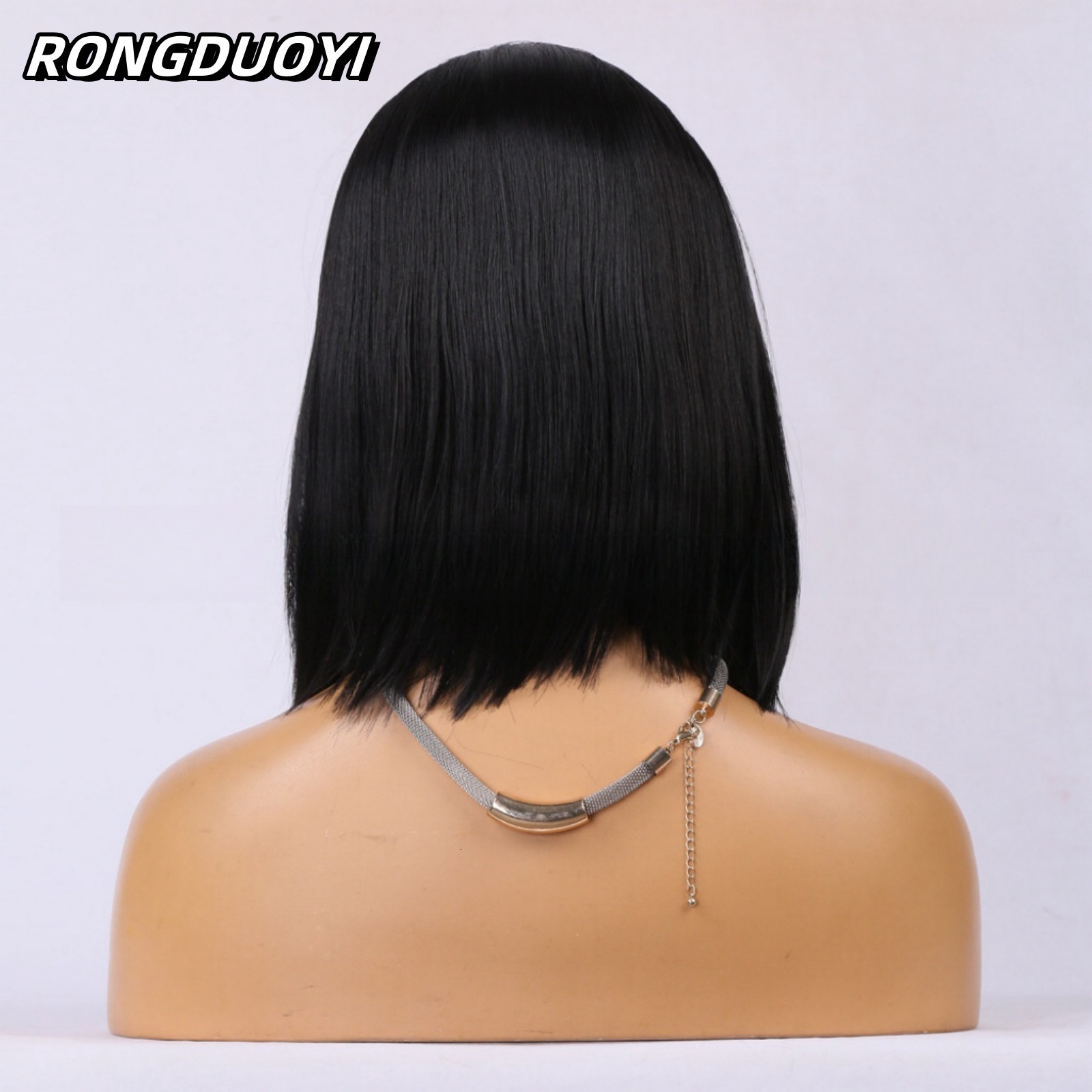 13X4 Straight Synthetic Front Wig Shoulder Length Short Black Bob Hair Lace Frontal Wigs for Women Daily Use