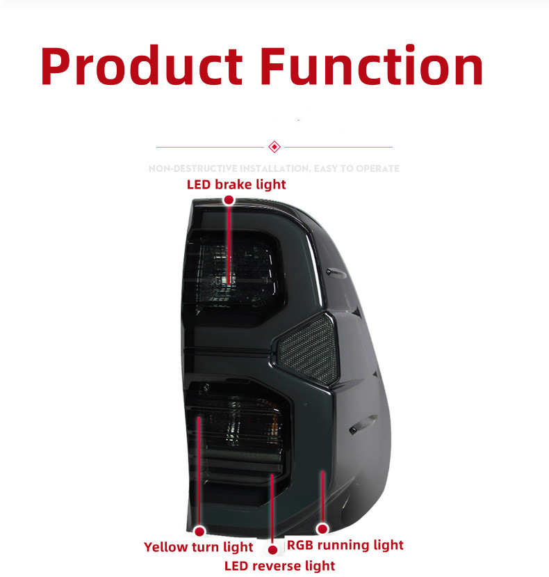 LED Tail Lamp For Toyota HILUX REVO 20 15-2024 RGB Running Light Turn Signal Brake Light Stop Light