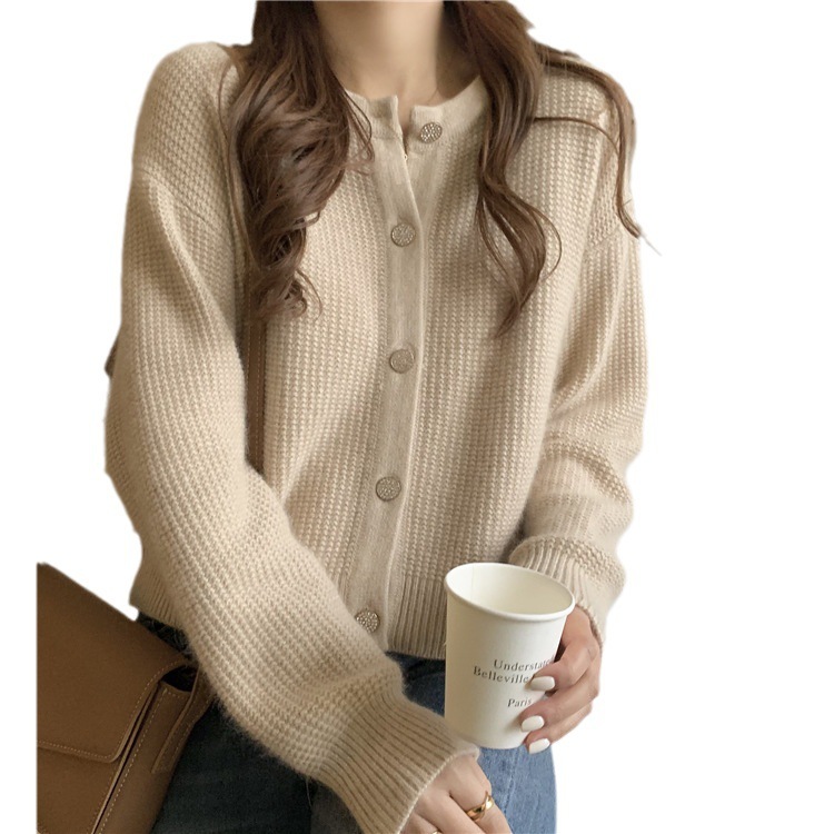 Autumn Short Knitted Cardigan Loose And Lazy College Style Outerwear Sweater Jacket Women Long Sleeved Shirt F1028#42 .