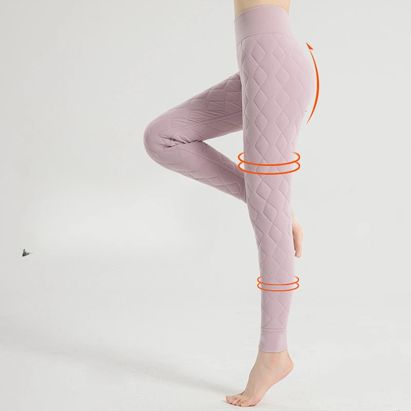 Autumn Winter Womens Solid Thick Warm Leg Tight High Stretching Pantalon Pants Cashmere Legs V860 241028