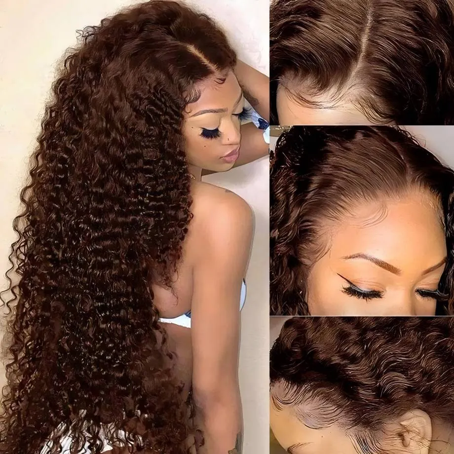 Brazilian Long Ombre Colored Deep Curly Lace Highlight Wig Hair Front Wig Honey Blonde Deep Wave Lace Frontal Syynthetic Wigs For Black Woman