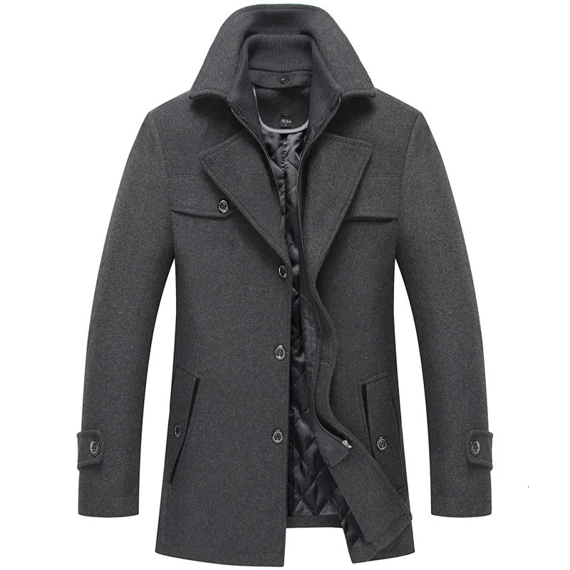 mens wool coat double neck thick lapel coat for men 241024