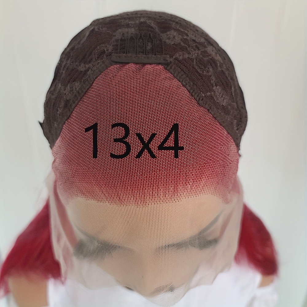 Dark Red Silky Straight Synthetic Front Wig Natural Long Bury Colored Hair 13X4 Lace Frontal Wigs for Women Party