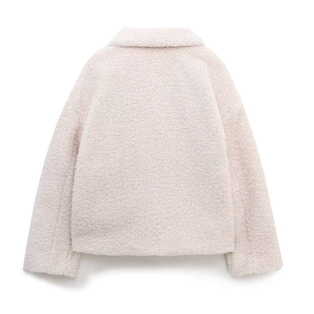 Bm&Md&Za 2024 Autumn New Women's Clothing Style Simple Collar Thickened Lamb Wool Fleece Loose Jacket Coat