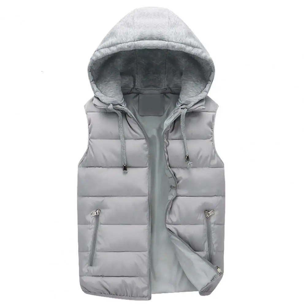 Comfortable mens vest waterproof sleeveless mens winter vest with hood warm casual cold jacket autumn warm vest 241028