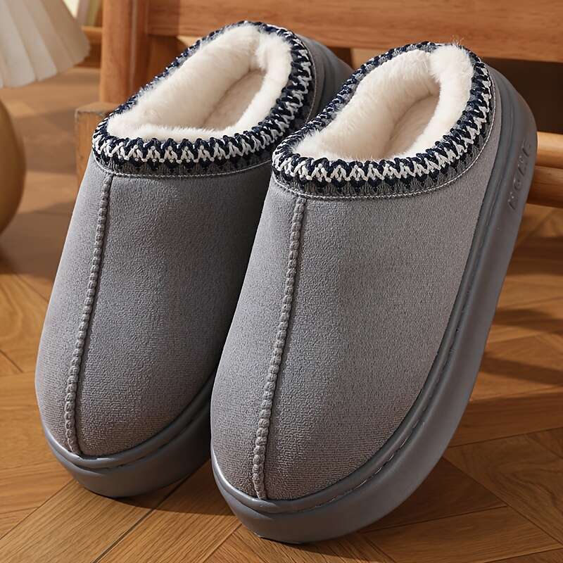 Men's Fashion Unisex Couple's Indoor/Outdoor Warm Cotton Slippers, Simple Style, No Fleece Fabric, Fabric ing, Rubber Sole, Round Toe, for A