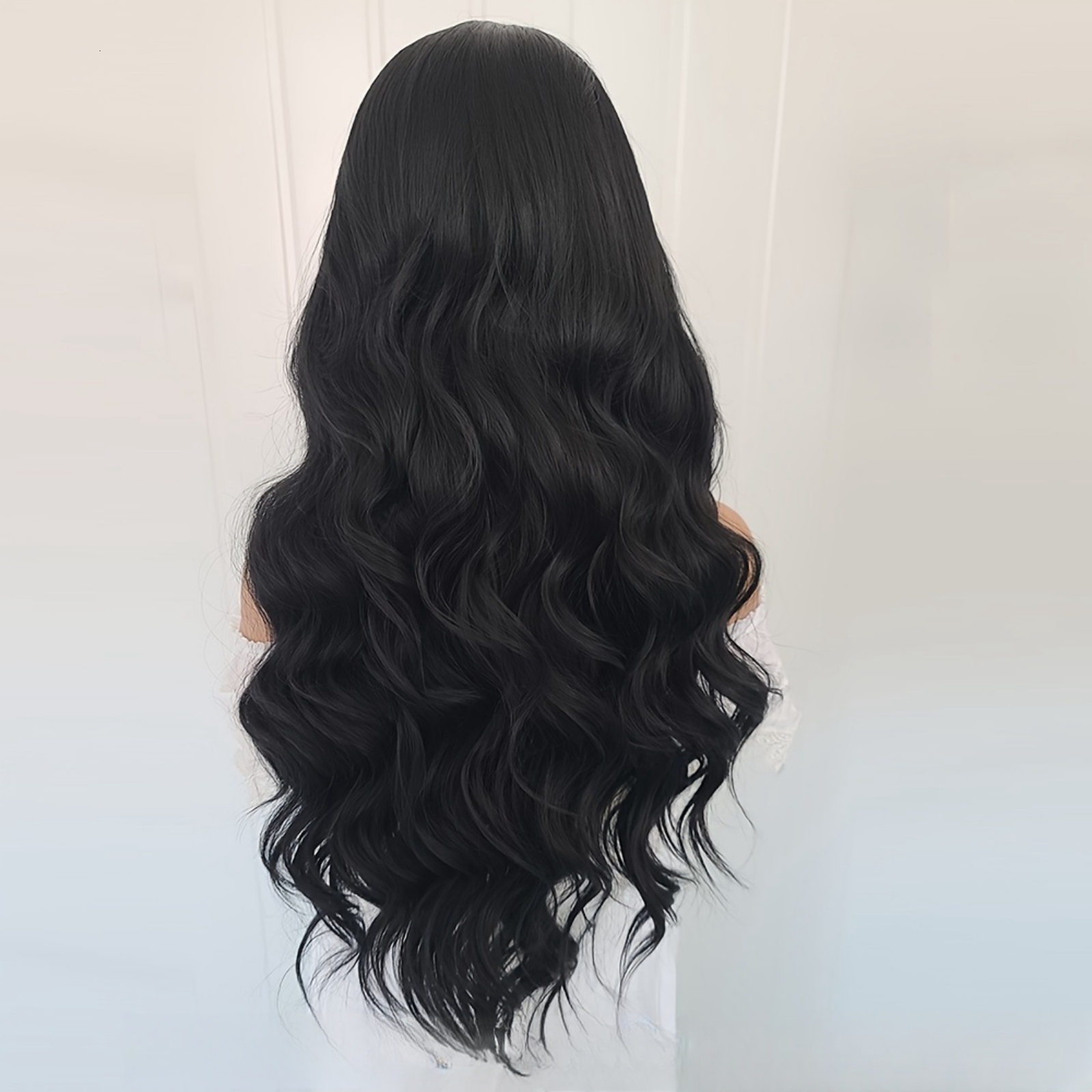 Black Front Wig Synthetic Hair Loose Body Wave Long Deep Curly Natural Wavy Colored 13X4 Lace Frontal Wigs for Women Party