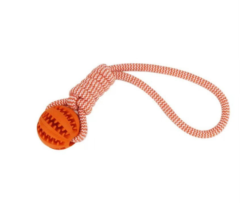 Durable Rubber Pet Rope Ball Toy for Teething - Long Lasting Chew Resistance