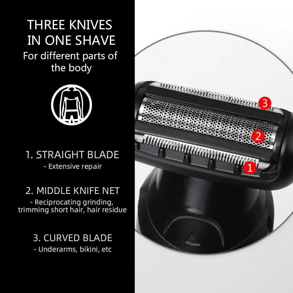 Kemei 5 in 1 LCD Electric Shaver for Long Beard Electric Razor Multifunctional USB Rechargeable Nose Hair Cutting Machine W250625