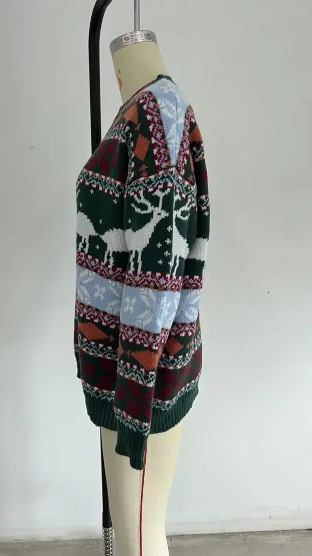 Allover Print Womens Sweater Winter Casual Loose Full Sleeve Knitted Thin Jumping Warm and Soft Christmas Clothing 241025