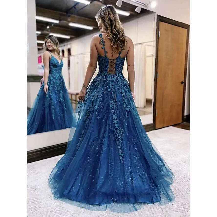Tulle 2024 Applliques A E Ball Gown Spaghetti Strasp Formal Dresses For Women Prom AMZ Bc12342