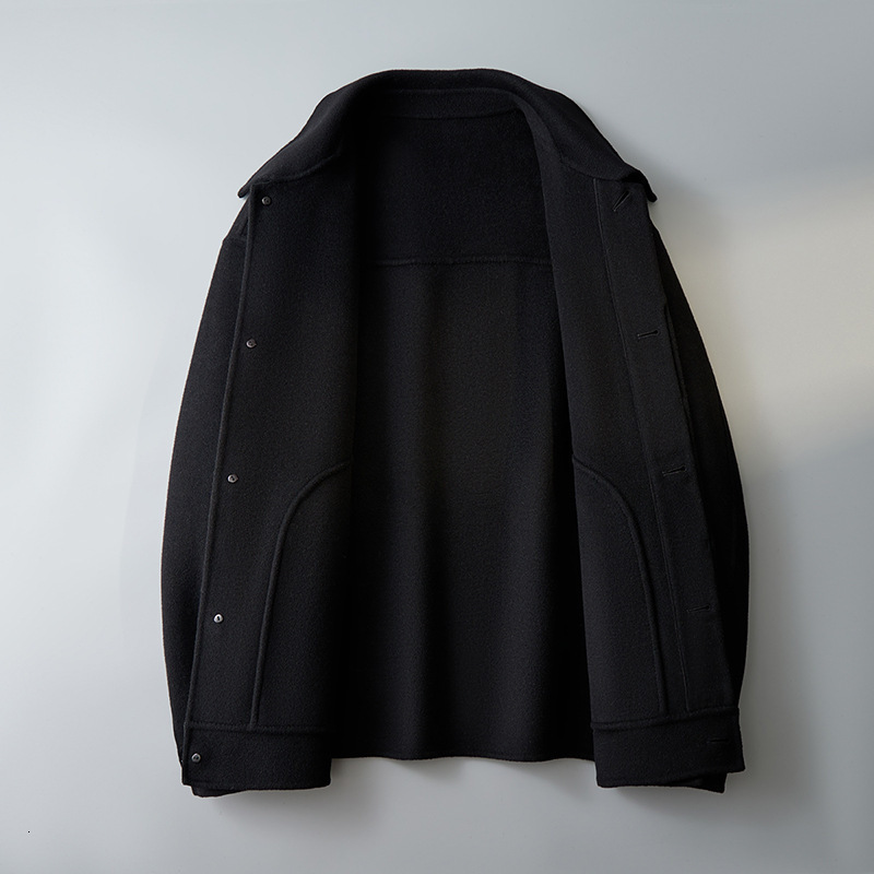 2024 new designer men's high-end cashmere jacket 2024 spring and autumn new double-sided short casual wool coat
