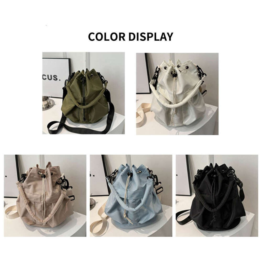 Tote Women Shoulder Nylon Waterproof Large Capacity Handbag Drawstring Crossbody Bag