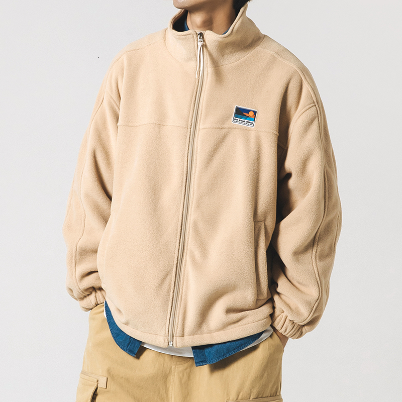 Winter Fleece Sweatshirt Japanese Streetwear Thick Stand Collar Coat Men Clothing Haruku Casual Cardigan Hip Hop Couple Tops