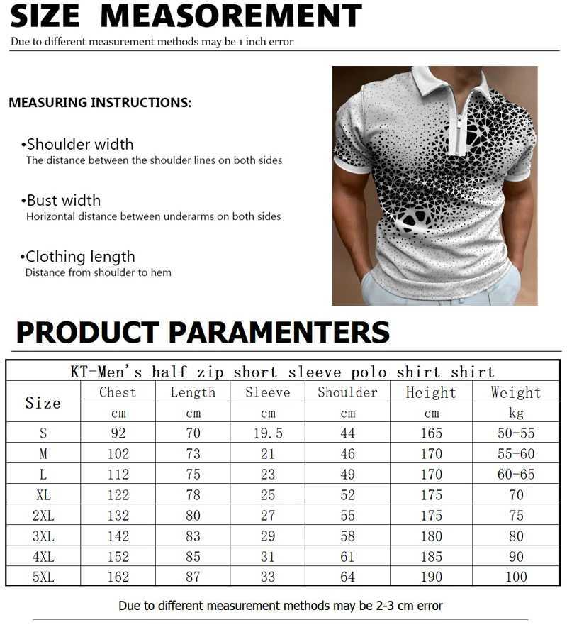 Mens Casual Vintage 3D Printed Lapel 1/4 Zipper Short Sleeve Shirt for Men Golf Fitness Training Summer Breathable Polo ShirtXJ250108