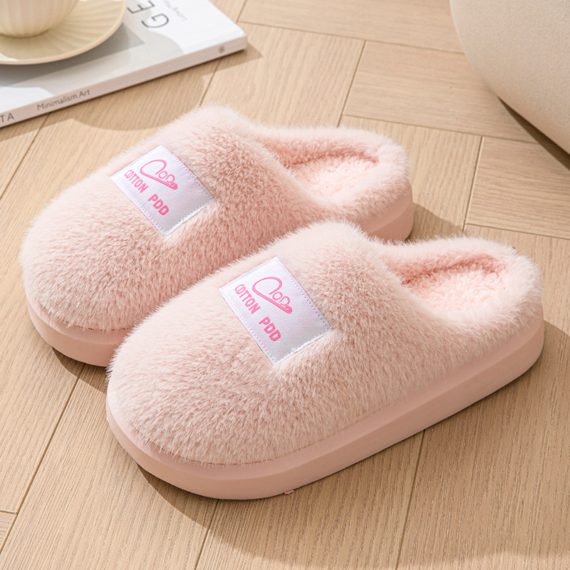 2024 New Winter Outdoor Couple NEW hot Indoor Home Non slip Thick Bottom Warm Fury Cotton Slippers for Women