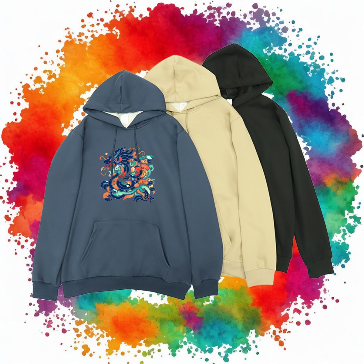 Brand Women Hoodie Tops Lady Women Tops Hoodie Floral Print Thick Fleece Drawstring Long Sleeve Street Casual