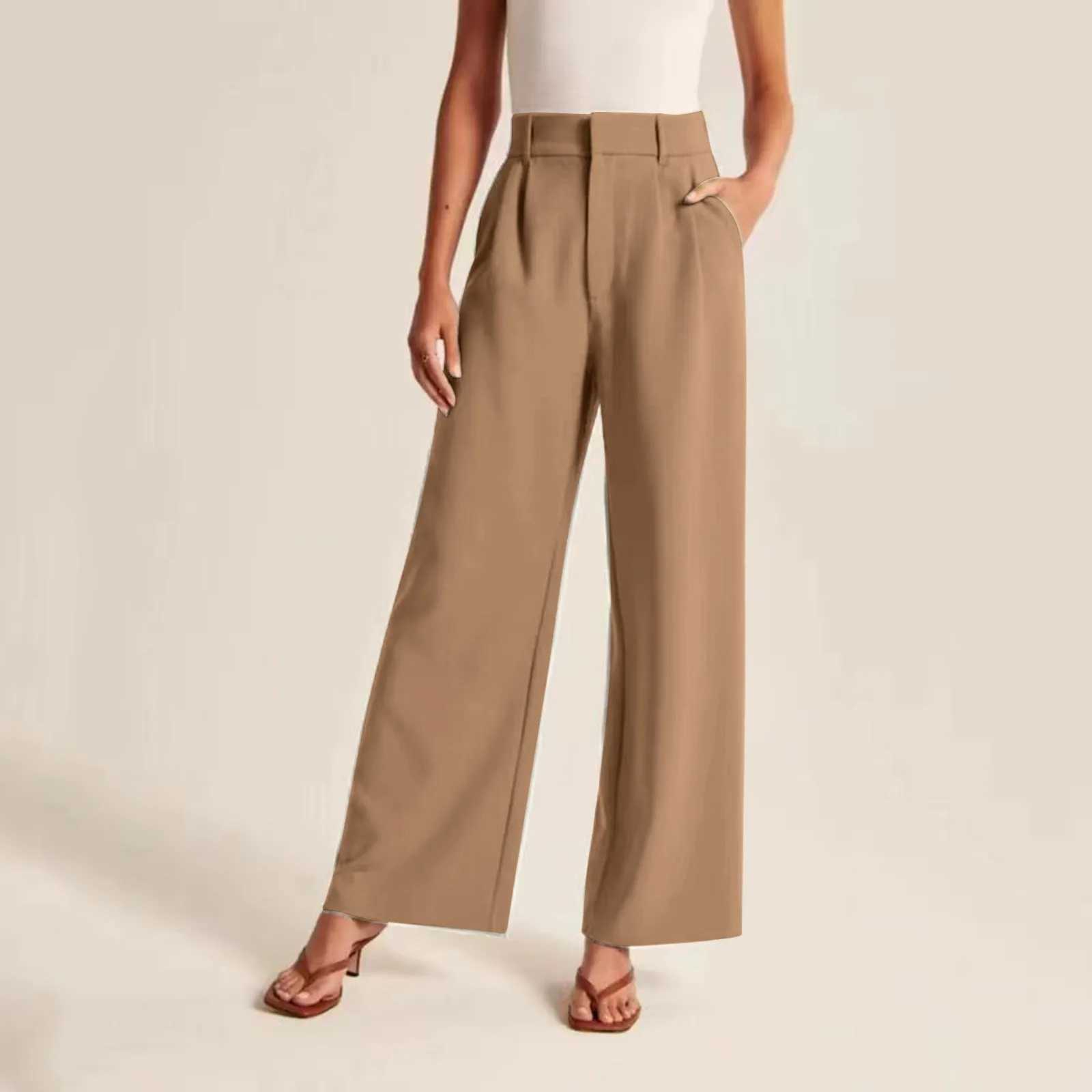 New Loose Women Wide Leg Pants Real Pocket Office Lady Trousers Casual Suit Pants Korean Fashion Tailored Wide Leg Pants 2024X241028