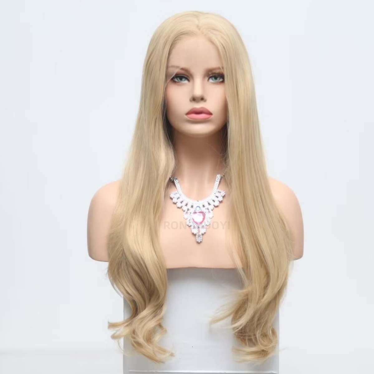 RDY Ash Blonde Natural Wavy Synthetic Lace Front Wig Glueless Layered Straight Honey Blond Hair Frontal Wigs for Women Daily