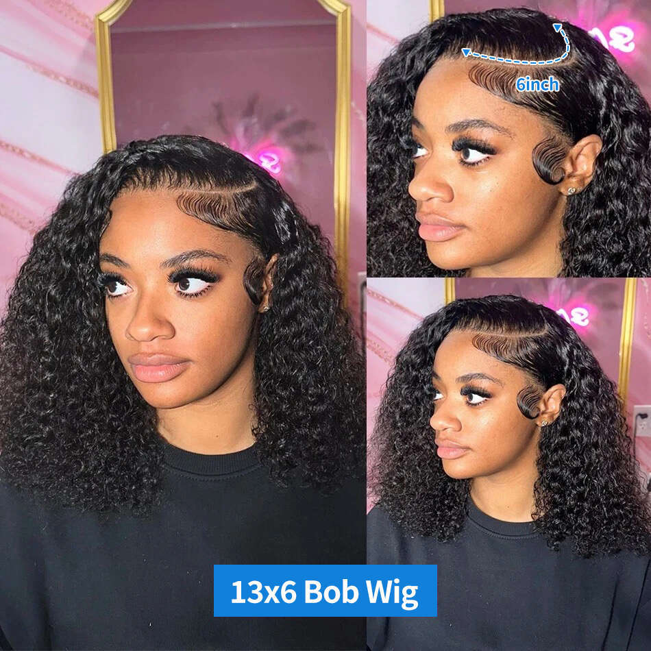 Xcurly Curly Short Bob Human Hair Wigs x X HD Lace Frontal Wig Brazilian Deep Wave Closure For Women Pre Plucked