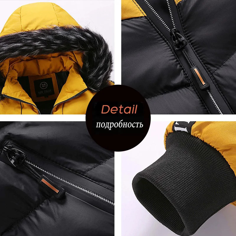 Winter Men Warm Hooded Parkas Jackets Mens Windbreaker Outwear Coats Autumn Detachable Hat Outfits Male 241024