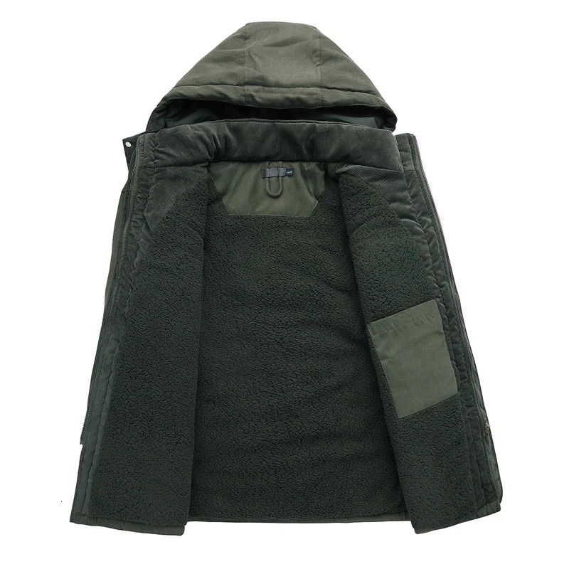 Cashmere Fleece Coats Military Outdoor CottonPadded Male Windbreaker Hooded Outwear Mens Thicken Parkas Warm Winter Jacket 241024