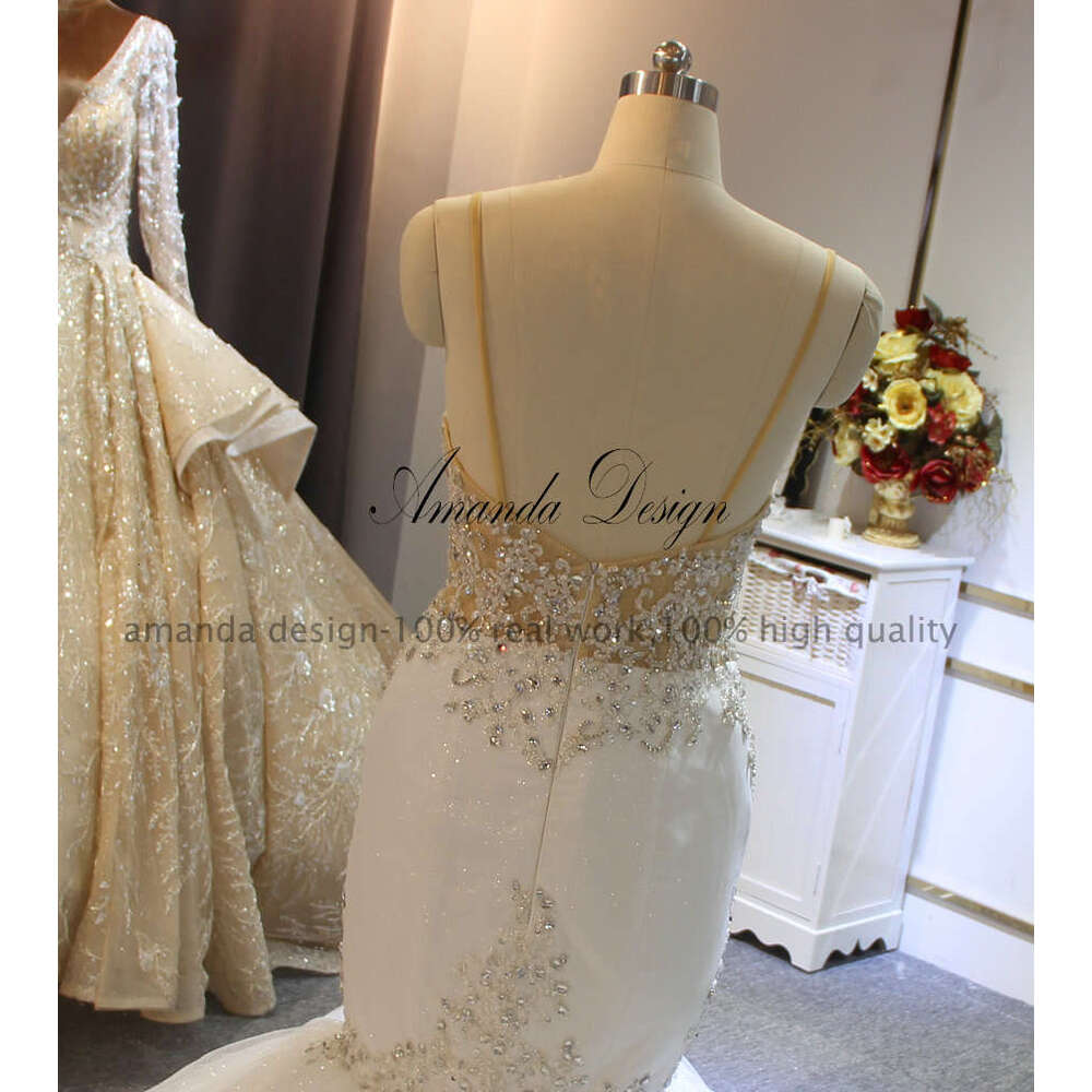 Amanda Design robe de mariee boheme Spaghetti Straps Mermaid Sexy Wedding Dress