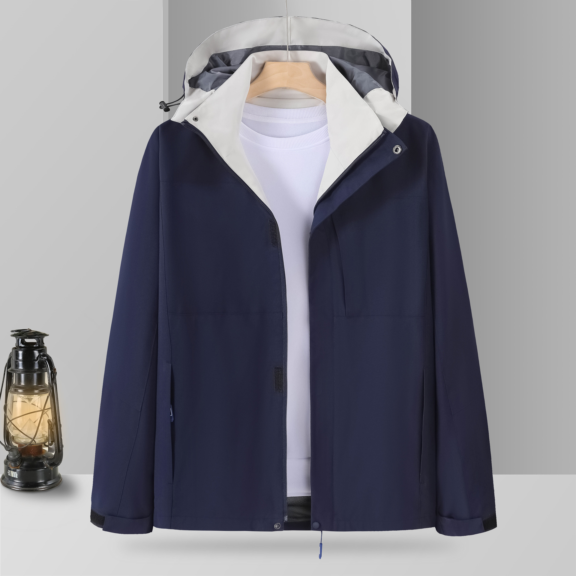 New designer autumn and winter thin windproof waterproof hooded sports outdoor work clothes jacket print