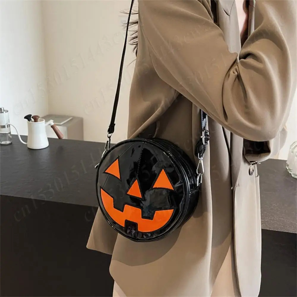 Women Halloween Pumpkin Crossbody Bag PU Leather Fashion Pumpkin Satchel Bag Funny Creative Devil Shoulder Bag Halloween Bag 241025