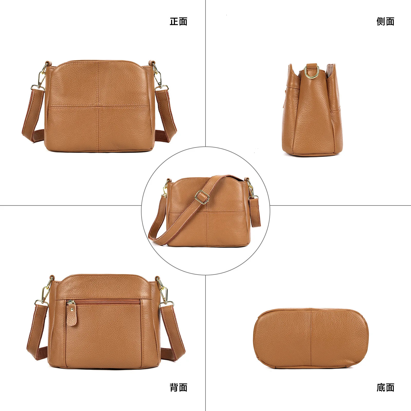 Womens Handbag Head Layer Cowhide Soft Leather Versatile Crossbody Bag Multi Functional Ladies Shoulder Bucket 241021