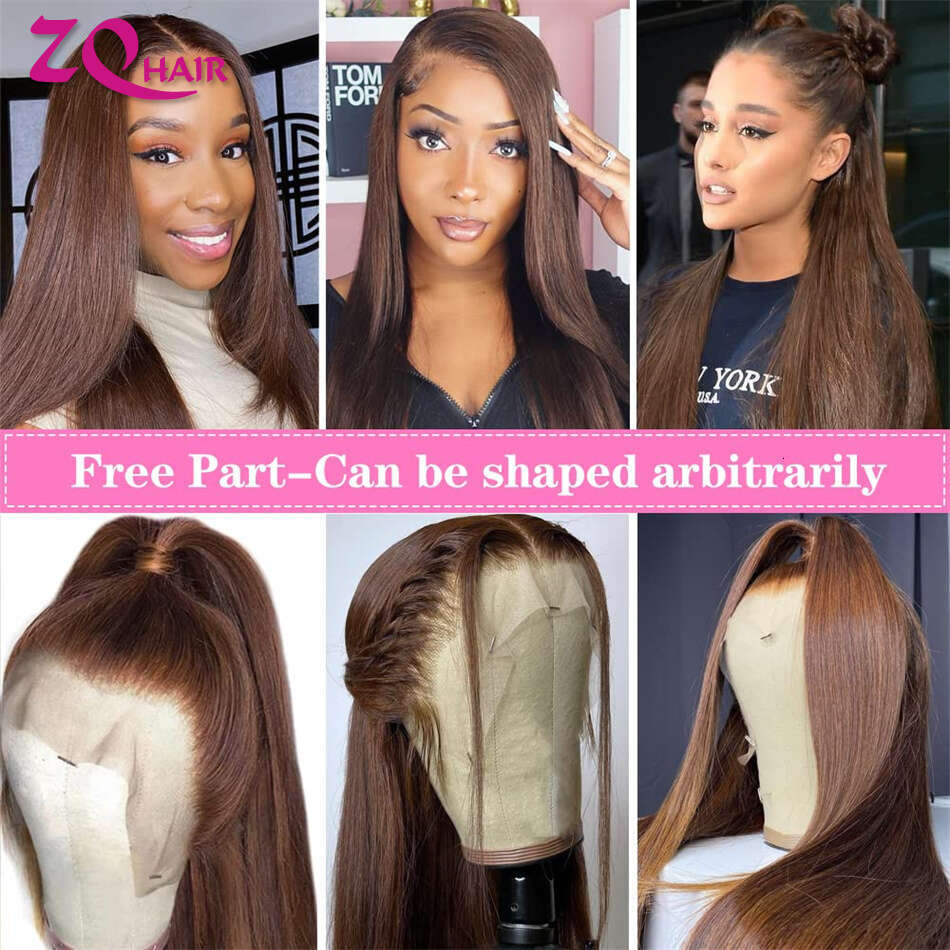 Brown Straight X HD Lace Frontal Wig Human Hair Wigs Brazilian Chocolate Front For Women