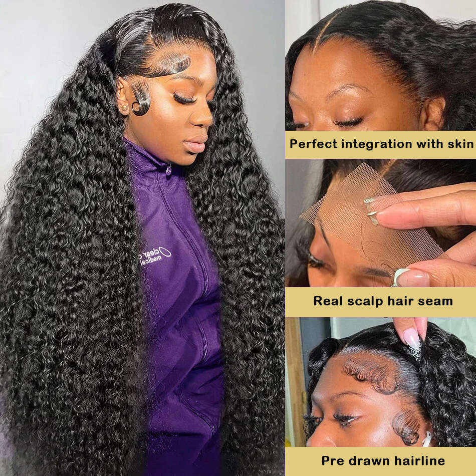 Density x Deep Wave Wig Brazilian Hair Hd Lace Front Curly Frontal Human Wigs For Black Women